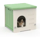 Outdoor Katzenhaus Stapelbar, Kunststoff Katzenhaus Feral Katzenhaus Wetterfest Wasserdicht Erhöht