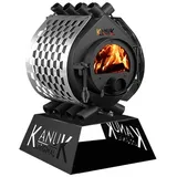 Warmluftofen Kanuk® Original 7 kW - Werkstattofen - Schwedenofen - Zulassung für Deutschland, Österreich und Schweiz - BimSchV (Seitenverkleidung Trapez Edelstahl, Untergestell Base)