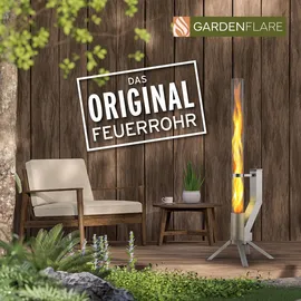 gardenflare Feuerrohr aus Edelstahl Feuersäule und Pelletfackel – Silber