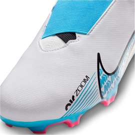 Nike Jr. Zoom Vapor 15 Academy FG/MG Sneaker, Weiß/baltischblau-rosa Explosion, 35 EU - 35 EU