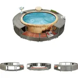 The Living Store Whirlpool-Umrandung Grau Poly-Rattan - Pool- & Whirlpool-Zubehör