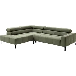 Home Affaire Ecksofa HOME AFFAIRE "Claya, L-Form, incl. Kopfteilverstellung, Breite 276 cm", grün (oliv), B:276cm H:71cm T:219cm, 95% Polyester, 5% Nylon, Sofas, Ecksofa, wahlweise elektrischer Sitzvorzug