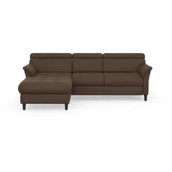 Ecksofa SIT & MORE "Marano L-Form", braun, B:257cm T:166cm, 100% Polyester, Sofas, inklusive Kopfteilverstellung, wahlweise mit Bettfunktion, Bettkasten