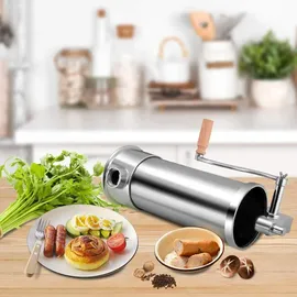 Costway Wurstfüller manuell, Wurstmaschine aus Edelstahl, Wurstfüllmaschine silber, Wurstpresse mit Tischklemme, Wurstspritze inkl. Füllrohre