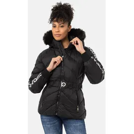 Cipo & Baxx "Jacken", Damen, Gr. S schwarz, 100% Polyester, unifarben, regular fit normal, Bündchen, Jacken Winterjacke, mit Gürtel, WM133