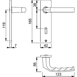 HOPPE Kurzschildgarnitur Alu.F1 grau Birm.1117/202KP/AP