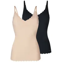 SKINY 2er Pack Spaghettishirt herausn. Pads in beige-black |