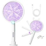 Nzkeuf Elektrische Fliegenklatsche Faltbar, 3-in-1 Funktion, USB Fliegenklatsche Elektrischmit, Wandmontierbar, UV Electric Fly Swatter Mückenklatsche, Mücken Insektenfalle Innen & Außen
