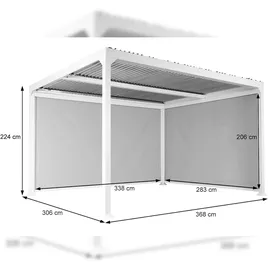 Mendler Alu Pergola HWC-L41 3,06 x 3,7 m inkl. 2 Seitenteile Anthrazit/Grau