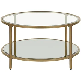 Beliani Couchtisch Gold, Transparent, Glas, 70x40x70 cm Wohnzimmer, Wohnzimmertische, Couchtische