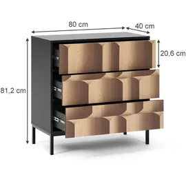 Vicco Eliza 80 x 81,2 cm Schwarz/Eiche