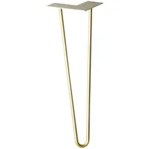 Wagner Möbelbein Hairpin Leg Retro - 12 x 12 x 40 cm, Stahl, gold matt, Bein schräg - Anschraubplatte - 12824501