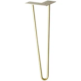 Wagner Möbelbein Hairpin Leg Retro - 12 x 12 x 40 cm, Stahl, gold matt, Bein schräg - Anschraubplatte - 12824501