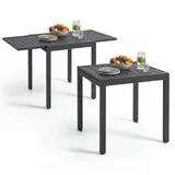Tectake Aluminium-Gartentisch ausziehbar 70–140 x 70 x 75 cm Dunkelgrau