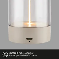 Briloner LED Akku-Tischleuchte Wiggle beige 15 cm warmweiß dimmbar