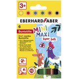 Eberhard Faber Jumbo MiniMaxi 3in1 Buntstifte farbsortiert, 6