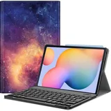 Fintie Tastatur Hülle für Samsung Galaxy Tab S6 Lite 10,4 Zoll 2024/2022/2020 Tablet - Keyboard Cover mit Magnetisch Abnehmbarer Deutscher Bluetooth Tastatur, Die Galaxie