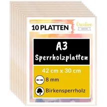 Creative Deco Sperrholzplatte 8mm 10-tlg 420 x 300 mm