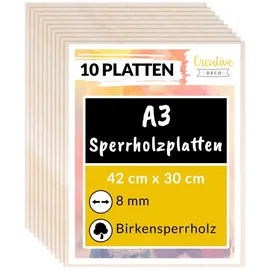 Creative Deco Sperrholzplatte 8mm 10-tlg 420 x 300 mm