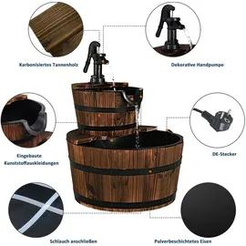 Costway Gartenbrunnen Holz mit Wasserpumpe Φ44,5cm