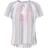 Zwillingsherz Kurzarmbluse Summer Stripes Weiß L/XL