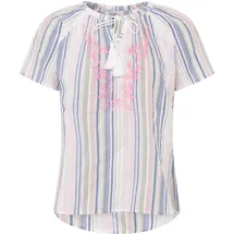 Zwillingsherz Kurzarmbluse Summer Stripes Weiß L/XL