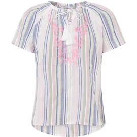 Zwillingsherz Kurzarmbluse Summer Stripes Weiß L/XL