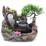 Zimmerbrunnen Feng Shui Brunnen Springbrunnen Mit LED Kristallkugel und Zerstäuber Tischbrunnen für Wohnzimmer und Büro Feng Shui Wasserfall Brunnen