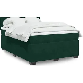 vidaXL Boxspringbett 140 x 200 cm Dunkelgrün