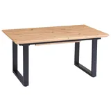 Sam Esstisch Schweizer Kante eichenfarben 160(240) x 90 U-Gestell schwarz Bird