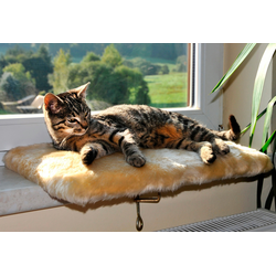 SILVIO design Katzenliege Fensterliege Relax beige Katzenkörbe -kissen Katze Tierbedarf
