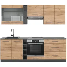 Vicco Küchenzeile Fame-Line Goldkraft Eiche/Anthrazit, 235 cm ohne Arbeitsplatte