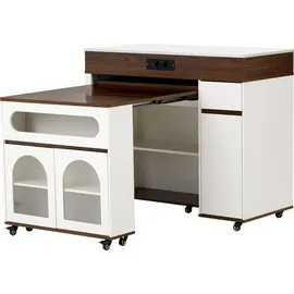 stilvora Esstisch 120 x 76 x 80 cm weiß/Walnuss