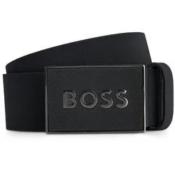 Ledergürtel BOSS "Boss Icon-S1 Sz40", Damen, Gr. 90, schwarz, Leder, unifarben, casual, Gürtel, mit großem BOSS Schriftzug auf der Schnalle