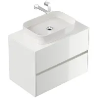 Magnolia home Badmöbel Taifun 80cm mit rechteckigem Aufsatzwaschbecken weiß