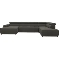 DOMO collection Eckcouch Kunstleder U-Form 3-Sitzer Grau