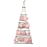 Frau WUNDERVoll® DIY Adventskalender Weihnachtsbaum rosa Papiertüten, Ziffern pastell, Höhe ca 110 cm/Holz Leiterbaum Adventskalender Weihnachten Advent Deko Tannenbaum Wanddekoration