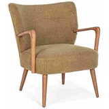 BIZZOTTO Sessel Moritz aus Teddy Stoff, modernes Design, Braun - Beige