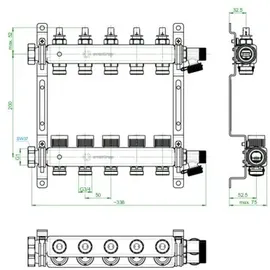 OVENTROP Multidis SFQ Edelstahlverteiler mit Durchflussindikator 5 Heizkreise