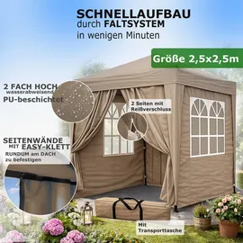 Quick Star Faltpavillon 2,5 x 2,5 m 4 Stück Braunbeige