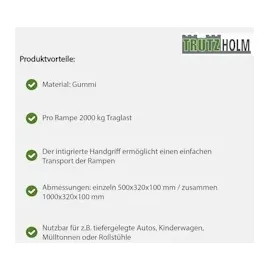 Baumarktplus TRUTZHOLM Bordsteinrampe 2er Set 50x32x10cm Tragkraft 2t Gummi Rampe Auffahrrampe Rollstuhlrampe
