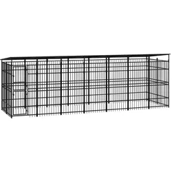 Outdoor-Hundezwinger mit Dach Stahl 12,9 m2