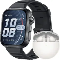 Huawei Fit 5 Pro BT 48 mm Aluminiumgehäuse Silber Fluorelastomerarmband Black inkl. FreeBuds 7i
