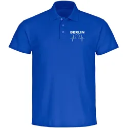 multifanshop Poloshirt - Berlin blau - Herzschlag - Druck weiß - Polo