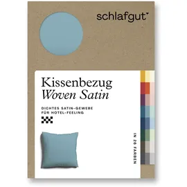 schlafgut Kissenbezug Woven Satin 80 x 80 cm Petrol