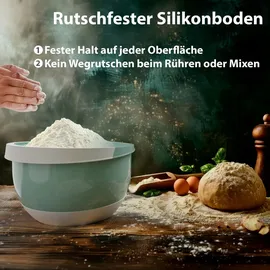 BigDean 3er Set 3,5 Liter & 2 Liter Rührschüssel & Quirltopf mit Spritzschutz lebensmittelecht spülmaschinengeeignet – Europe