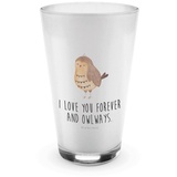 Mr. & Mrs. Panda Glas Eule Zufrieden - Transparent - Geschenk, Latte Macchiato, Glas, Owl, Premium Glas, Vielseitige Nutzung