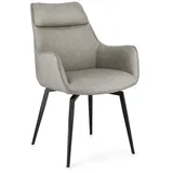 Esszimmerstuhl Lawrence mit Armlehne, Kunstleder und Metall, modern, taupe, gepolstert, bequem für Dein Esszimmer