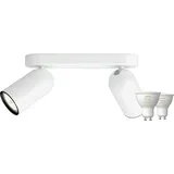 Philips Pongee Aufbauspot - 2 Spots - Weiß + Philips Hue White Ambiance GU10 (2x)