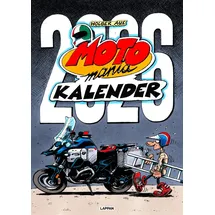 Lappan Verlag MOTOmania Kalender 2026: Monatskalender im Großformat: Großer Wandkalender mit Spiralbindung im Hochformat, 42 x 59 cm | Mit den beliebten Comics von Holger Aue | Geschenk für Motorrad-Fans